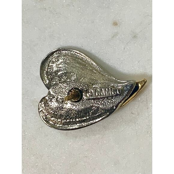 Vintage Gold Silver Tone Camco Guardian Angel Heart Lapel Pin - Picture 3 of 7
